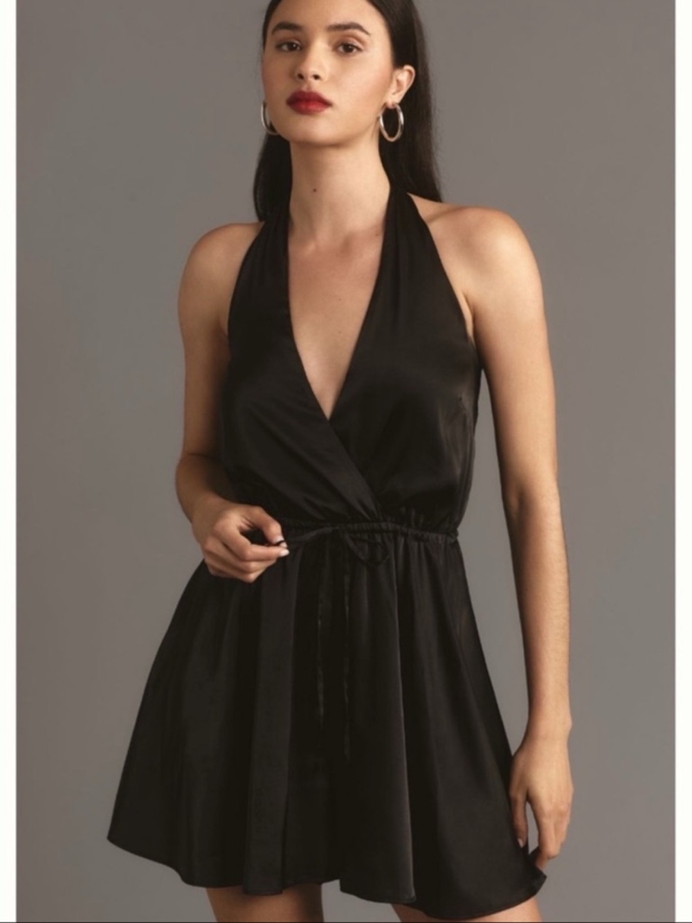 NWT Anthropologie Hutch Black Silky Halter Romper, M